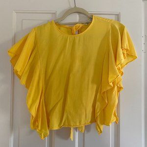 ZARA Yellow Ruffle Blouse